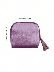 Velvet Jewelry Storage Bag With Zipper And Multiple Compartments, Essential For Home And Travel, Perfect For Storing Necklaces, Rings And Coins - Multicolor - View 5