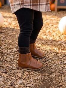 Infant Hollow Breathable Chelsea Ankle Boots, Easy On/Off Hook & Loop Soft Sole Vintage Toddler Walking Shoes - Brown - View 4
