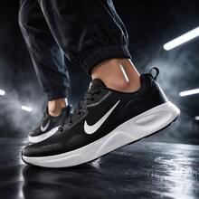 NIKE WearAllDay 男款黑白日常運動鞋 | 透氣網布鞋面 柔軟泡棉緩震 華夫底防滑休閒運動鞋 CJ1682-004 - 黑與白 - 查看 3