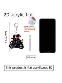 [2D Flat]2D Flat Mini Motorcycle Rider With Passenger Keychain Pendant - Cute Couple Motorcycle Keychain, Suitable For Car Keys, Backpacks, Phone Accessories - Acrylic Motorcycle Gift (Souvenir For Enthusiasts) Couple Style, Travel Accessory, Beach Party Decoration, Daily Fashion Accessory, Perfect Gift For Halloween, Mother's Day, Christmas, Back To School, Wedding, Graduation - As Shown In the Picture - View 11