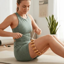 1PC/3Pcs Wooden Massage Tool Set, Wooden Massager Set, Manual Massage Tool, For Legs, Waist, Shoulders, Arms, Back, Full Body Massage Tool, Wooden Massage Roller, For Home And Office - Apricot - View 7