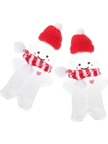 12pcs/Set: 4 Plastic Jars + 4 Lids + 4 Scarves. Gingerbread For Man Plastic Decorative Bottle Containers And Lid Set, Plastic Decorative Jars For Displaying Pearls, Jewelry, And Rings. Suitable For Christmas, New Year Parties, And Holiday - Clear - View 2