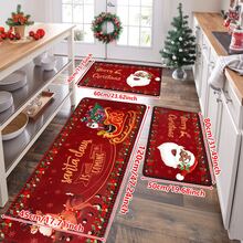 1/2/3pcs Christmas Theme Kitchen Rug, Flannel Kitchen Rug Comfortable Soft Absorbent Non-Slip Machine Washable With Backing Multi-Functional Home Floor Mat Suitable For Doorway Living Room Bedroom Kitchen Dining Room Bathroom Laundry Room Patio Entryway Holiday Christmas Decor Mat - Multicolor - View 11