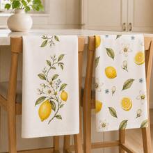 2/4/6/8pcs Lemon Kitchen Towels, Watercolor Lemon, Citrus Flower & Leaf Botanical Print, Decorative Napkins, Tea Towels & Hand Towels, Mediterranean French Country Summer Kitchen Decor, Housewarming Gift - Multicolor - View 4