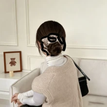 Autumn/Winter Velvet Pleated Ruffle Scrunchie For Women, Daily Wear, Patchwork Vintage Polyester Fiber Hair Tie, All Seasons - Champagne - View 1