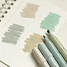 4pcs New Dual-Tip Highlighter Pens, Colorful Marking Pens For Highlighting, Doodling, Journaling, Suitable For Study And Office - B - View 3