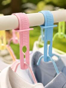 20/30/50/100pcs 16.5cm Adjustable Windproof Plastic Clothes Hanger Clips, Colorful Random Pastel Ribbed Non-Slip Hanger Straps For Secure Drying Of Clothes And Towels, Laundry Rack Accessories For Balcony, Bathroom And Laundry Room - Multiple Styles - View 2