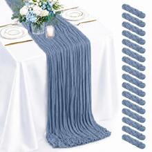 12 Pack Dusty Blue Cheesecloth Table Runner, Boho Gauze Table Runner, Rustic Sheer Cheese Cloth Runner For Wedding Reception, Bridal Shower, Baby Shower, Birthday Party, Anniversary, Farmhouse Dining Table Centerpiece, Holiday And Home Decor - Grey-blue - View 32