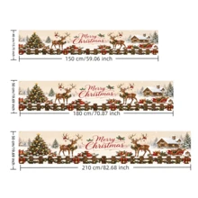 1pc Winter Christmas Theme Garden Sign Banner, Polyester, Reindeer Christmas Tree, Gift Sleigh, Snowy Ground Cabin Background. Suitable For Garden Fences, Patios, Walls, Christmas Parties, Etc. - A - View 3