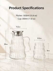 High Borosilicate Glass Water Pitcher Set, Large Capacity, Suitable For Home Use, Juice And Beverage Pitcher, Living Room Water Cup Combination. - Style a - Transparent Water Bottle Set - View 5