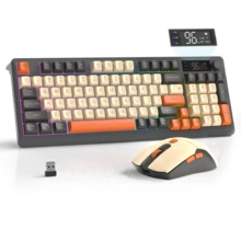 T96 Smart Display Wireless Gaming Keyboard & Mouse Set, 94-Key LED Backlit Rechargeable Silent Membrane Keyboard With Knob, 2000mAh Battery, 6-Button 4KDPI Mouse - View 12