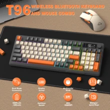 T96 Smart Display Wireless Gaming Keyboard & Mouse Set, 94-Key LED Backlit Rechargeable Silent Membrane Keyboard With Knob, 2000mAh Battery, 6-Button 4KDPI Mouse - View 3