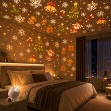 USB Plug-In Snowflake Christmas LED Projector Light With Bells, Snowflake LED Fairy Landscape Spotlight, Suitable For Indoor Holiday Decoration, Halloween, Christmas, New Year, Wedding And Party, Christmas Decor, Holiday Lighting - Multicolor - View 5
