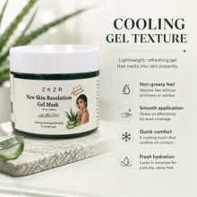 Zkzr New Skin Resolution Gel Mask 102ml, Lightweight Cooling Facial Gel Mask, Non-Sticky Fast-Absorbing Texture, Soothes Stressed Skin, Deep Hydration & Radiance, Suitable For All Skin Types Weekly Home SPA Skincare Mask, Unisex - Aloe Vera - View 6
