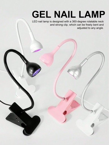 LIMEGIRL 1pc LED UV Nail Lamp, For Curing Gel Nail Polish, Clip-On Flexible Desk-Top Mini USB Nail Lamp, Portable Nail Dryer, Nail Salon Tool, Small Nail Lamp With Clip, Bendable, Highly Flexible, USB Powered, One-Touch Start