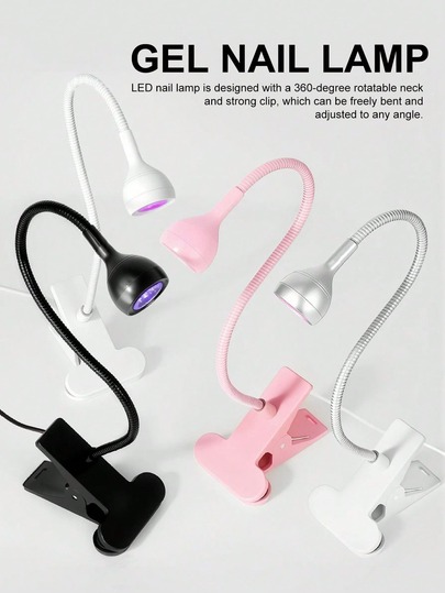 LIMEGIRL 1 pieza Lámpara LED UV para uñas, para curar esmalte de uñas en gel, lámpara de uñas mini de escritorio con clip USB flexible, secador de uñas portátil, herramienta de salón de uñas, lámpara de uñas pequeña con clip, flexible y doblable, alimentada por USB, encendido con un solo toque