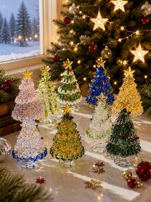 1pc Handmade Stained Glass Christmas Tree Figurine, Colorful Glass Tree Figurines, Light-Catching Mini Xmas Tree Tabletop Decor, Unique Holiday Decor For Christmas Party Home Decoration, Gift For Best Friends - 1pc - View 12