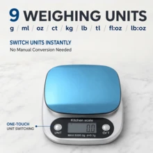 Digital Kitchen Scale With 5kg 0.1g And 10kg 1g Capacity Options, Stainless Steel Food Scale With 9 Units, LED Display, Tare Function For Baking, Cooking, Coffee And Meal Prep - Silver Grey + Blue Protective Film - View 2