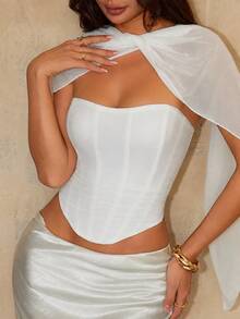 Apperloth A Women's Mesh Elegant Shaping Camisole, Suitable For Music Festivals And Wedding Season White Summer - White - View 7