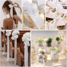 25 Yards White Polyester Satin Ribbon, Suitable For Wedding Decoration, Hair Accessory Ribbon Decoration, Storage Basket Ribbon Decoration, Bouquet And Gift Box Embellishment Decoration - White - View 5