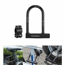 ROCKBROS 1 pieza Candado U de acero al carbono antirrobo para bicicleta, altura total 7.09" base 5.12" espacio interior 2.83" candado U de bicicleta de alta resistencia viene con 2 llaves dimensión física pequeña - Negro - Ver 10