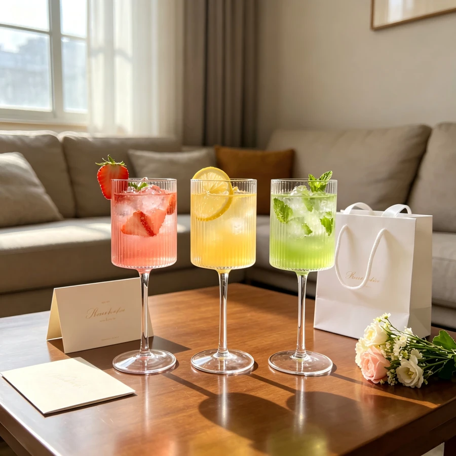 12/6/2/1pc Acrylic Plastic Transparent Striped Cylindrical Stemware, Suitable For Friends Gathering, Wedding, Banquet, Holiday, Birthday Party - View 1