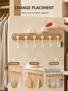 Retractable Wall-Mounted Plastic Rack With Four Hooks And Suction Cups; Drill-Free Design Suitable For Narrow Spaces; Ideal For Use In Kitchens, Bathrooms, And Bedrooms. - Multicolor - View 7