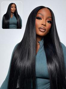 MEGALOOK 13x6 Super Long Straight 36 Inch 100% Human Hair Glueless Front Lace Wig Transparent Hairline 12-36 Inch 180% Density Suitable For Beginners Natural Look - SNatural - View 3