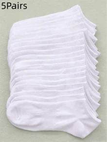 1/3/5/10 Pairs Black & White Women's Elastic Low-Cut Leg Warmers, All-Season Basic Solid Color Boat Leg Warmers, Breathable Sports Leg Warmers - White - View 13