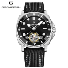 PAGANI DESIGN DESIGN E3251 Men Mechanical Automatic Watch 43mm Green Dial Woven Sports Style Watch For Men PD1833 - Black - View 7