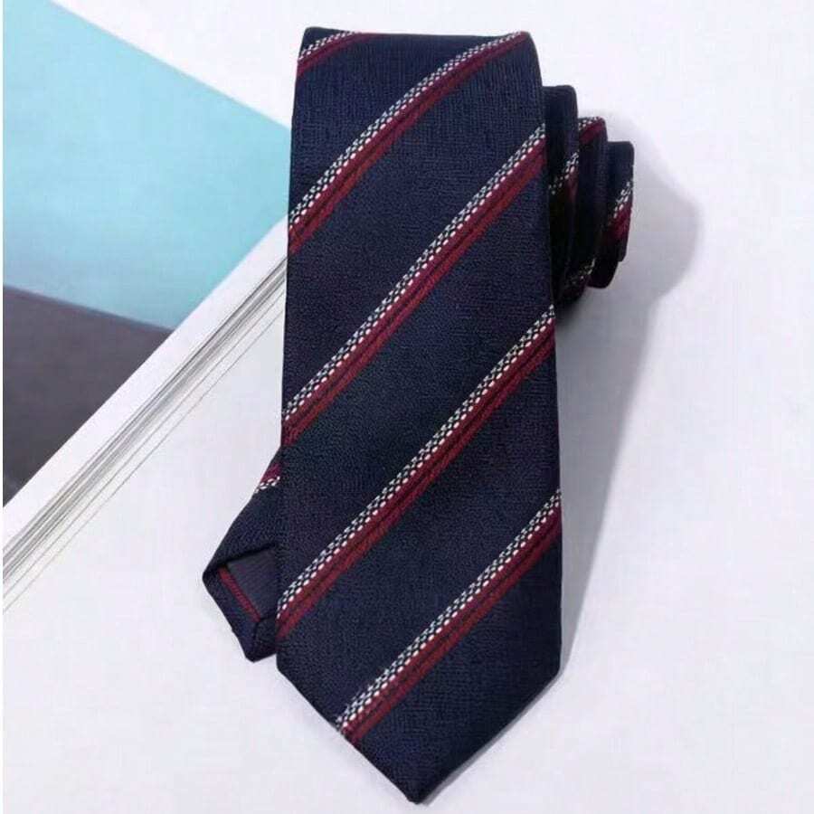 1pc Men's Fashion Navy Blue Encrypted Twill Minimalist Style Tie Suitable For Business And School Matching - Multicolor - View 1