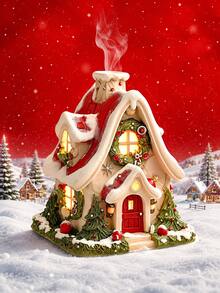 1pc Resin Snow House Incense Burner With Clip, Home Decor Accessory, Living Room Use, No Incense Included, Christmas Decoration, Room Decor, Christmas Gift - A - View 4