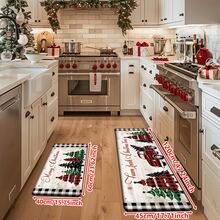 1/2/3pcs Christmas Theme Kitchen Rug, Flannel Kitchen Rug, Soft Comfortable Absorbent Non-Slip Machine Washable With Anti-Slip Backing, Suitable For Multiple Scenes: Entrance, Living Room, Bedroom, Kitchen, Dining Room, Bathroom, Laundry Room, Hallway, Christmas Holiday Home Decor Floor Mat - Multicolor - View 11