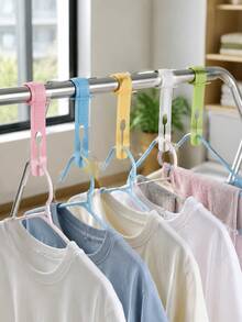20/30/50/100pcs 16.5cm Adjustable Windproof Plastic Clothes Hanger Clips, Colorful Random Pastel Ribbed Non-Slip Hanger Straps For Secure Drying Of Clothes And Towels, Laundry Rack Accessories For Balcony, Bathroom And Laundry Room - Multiple Styles - View 4
