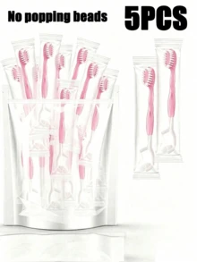 10/20/30/50pcs Pink Disposable Toothbrush Set, Mini Travel Toothbrush With Floss And Toothpick, Individually Wrapped, Suitable For Office And Travel (No Beads) - Pink - View 8