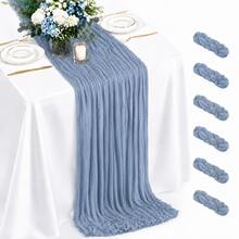 12 Pack Dusty Blue Cheesecloth Table Runner, Boho Gauze Table Runner, Rustic Sheer Cheese Cloth Runner For Wedding Reception, Bridal Shower, Baby Shower, Birthday Party, Anniversary, Farmhouse Dining Table Centerpiece, Holiday And Home Decor - Grey-blue - View 14