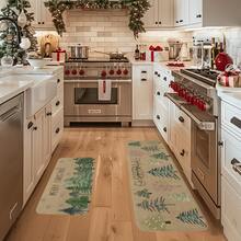 1/2/3pcs Christmas Theme Kitchen Rugs, Flannel Kitchen Rugs With Christmas Tree Pattern, Soft Comfortable Absorbent Non-Slip, Machine Washable With Non-Slip Backing, Suitable For Doorway, Living Room, Bedroom, Kitchen, Dining Room, Bathroom, Laundry Room, Patio, Entryway, Multi-Functional Home Holiday Decorative Mat - Multicolor - View 5