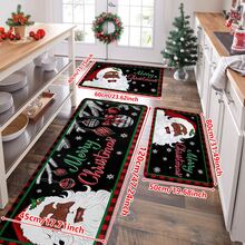 1/2/3pcs Christmas Theme Kitchen Rugs, Flannel Kitchen Rugs, Soft Comfortable Absorbent Non-Slip Machine Washable With Non-Slip Backing, Multi-Functional Home Floor Mats For Entryway, Living Room, Bedroom, Kitchen, Dining Room, Bathroom, Laundry Room, Patio, Hallway, Holiday Christmas Decor Mat - Multicolor - View 15