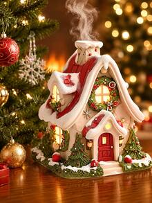 1pc Resin Snow House Incense Burner With Clip, Home Decor Accessory, Living Room Use, No Incense Included, Christmas Decoration, Room Decor, Christmas Gift - A - View 3