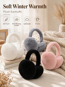 Women's Windproof Warm Ear Muffs, Soft Comfortable Winter Ear Covers, Foldable And Easy To Store, Elastic Hair Accessory, Suitable For Outdoor Commuting, Skiing, Traveling And School Use - Multicolor - View 8