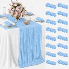 10 Pack Light Blue Cheesecloth Table Runner, Boho Gauze Table Runner, Rustic Semi Sheer Fabric Table Runner For Wedding, Bridal Shower, Baby Shower, Birthday Party, Farmhouse Dining Table Decor, Table Centerpiece And Home Decoration - Light Blue - View 24