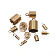 10pcs Stainless Steel Crimp End Caps Leather Cords End Tip Beads Caps PVD Plated Gold Clasps DIY Jewelry Making Finding Supplies - Cord End Caps - View 2