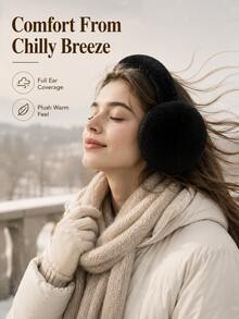 Women's Windproof Warm Ear Muffs, Soft Comfortable Winter Ear Covers, Foldable And Easy To Store, Elastic Hair Accessory, Suitable For Outdoor Commuting, Skiing, Traveling And School Use - Multicolor - View 2