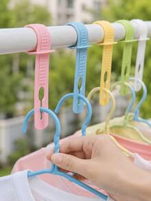 20/30/50/100pcs 16.5cm Adjustable Windproof Plastic Clothes Hanger Clips, Colorful Random Pastel Ribbed Non-Slip Hanger Straps For Secure Drying Of Clothes And Towels, Laundry Rack Accessories For Balcony, Bathroom And Laundry Room - Multiple Styles - View 5