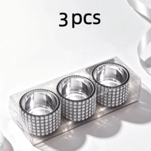 3/7Pcs Rhinestone Encrusted Silver Glass Tea Light Candle Holders, Shiny Votive Candle Cup, Table Centerpiece For Wedding, Birthday, Dinner Party, Home Decor, Gift - Silver Candle Holder - View 13