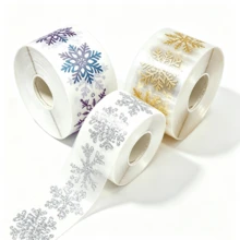 3pcs/Set (3 Rolls) Transparent Snowflake Pattern Christmas Snowflake Roll Stickers, Gift Wrapping DIY Self-Adhesive Labels, Christmas Holiday Atmosphere Winter Festival Gift Packaging Decoration Seal Stickers - Multicolor - View 12