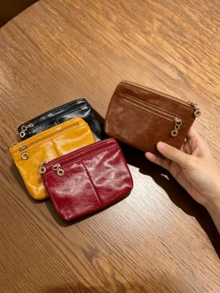 Christmas Promotion Mini Coin Purse, Simple Japanese Style Unisex Small Student Key Card Holder Pouch - Multicolor - View 4