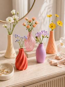 1pc/5pcs Mini Vase Set, Colorful Small Vases, Suitable For Single Stem Flowers, Dried Flowers And Artificial Flowers, Modern Desktop Decor, Suitable For Living Room, Bedroom, Office, Windowsill, Dining Table, Wedding Centerpiece Decor, Home Decor And Housewarming Gift - Multiple Styles - View 8