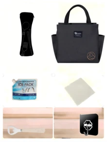 OBOVAY 超輕量 2 合 1 手提與斜背大容量條紋保溫抽繩便當袋，可調節肩帶，密封加厚鋁箔層，附外口袋，適合晚餐、野餐、日常必需品、工作、露營、戶外、通勤、旅行、辦公室 - 彩色 - 查看 9
