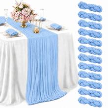 10 Pack Light Blue Cheesecloth Table Runner, Boho Gauze Table Runner, Rustic Semi Sheer Fabric Table Runner For Wedding, Bridal Shower, Baby Shower, Birthday Party, Farmhouse Dining Table Decor, Table Centerpiece And Home Decoration - Light Blue - View 17